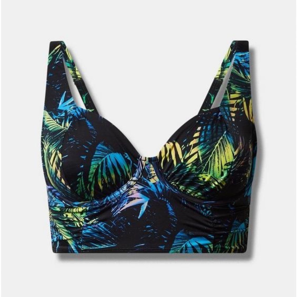 NWOT Torrid 4 Palms Forest Black‎ Midkini Bathing Swim Suit Top 4X